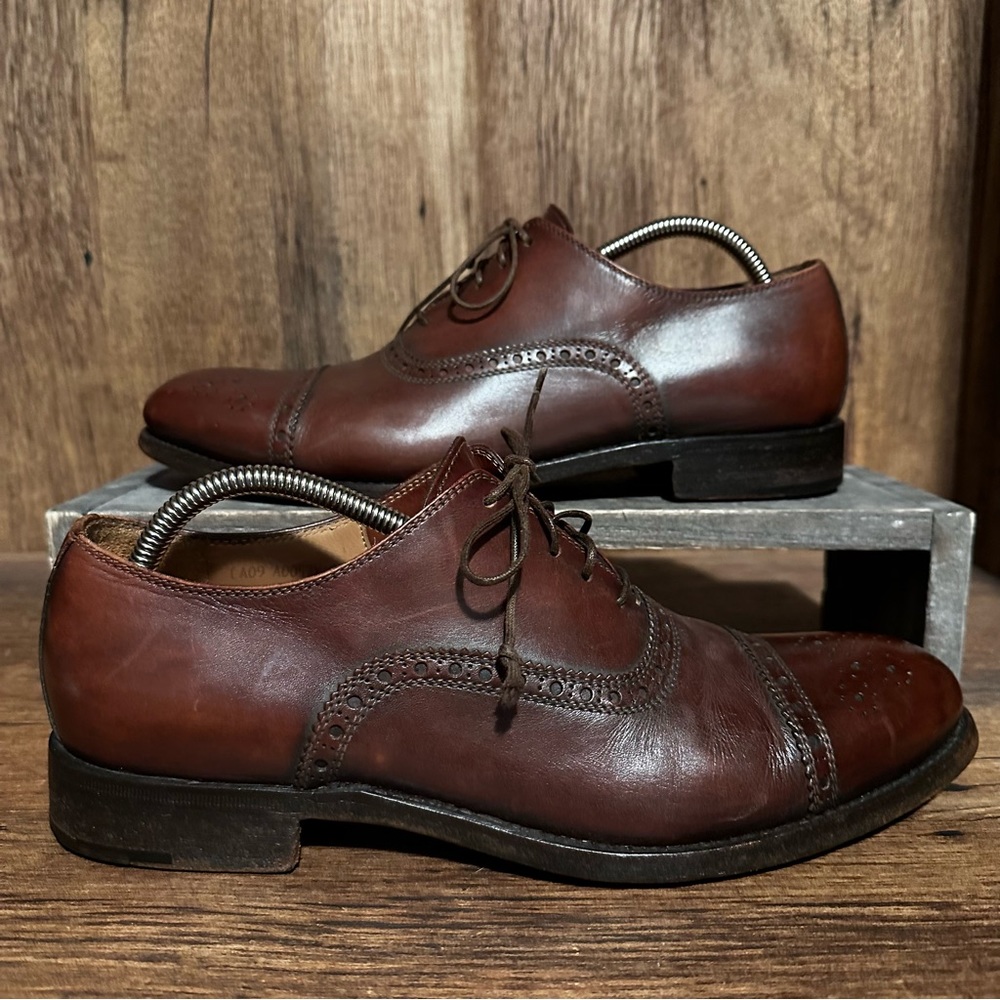 $875 | ERMENEGILDO ZEGNA COUTURE GOODYEAR Wingtip Oxford US 9 D BROWN LEATHER